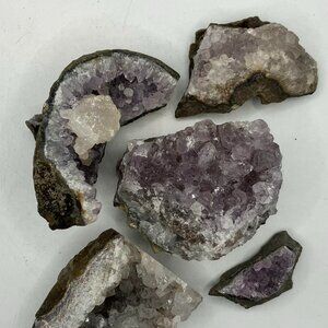 Natural Amethyst Crystal Clusters Set of 5 Brand New